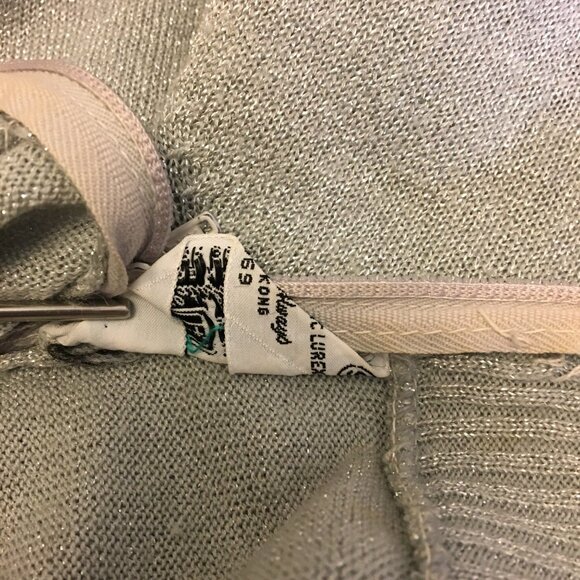 Vintage 60s 70s KMark Silver Metallic Lurex Sweater Back Zipper Holiday Glam (2) - Picture 12 of 12